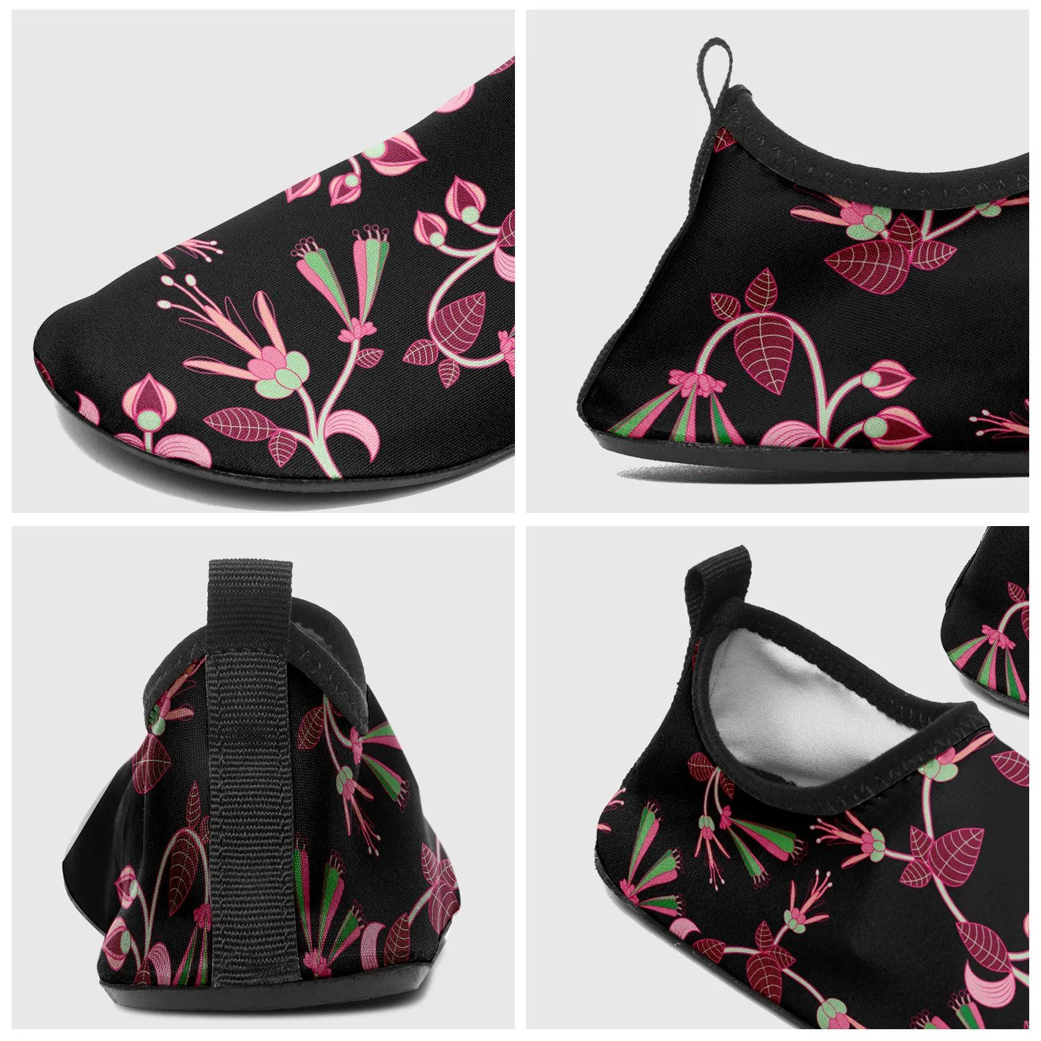 Floral Green Black Sockamoccs Slip On Shoes