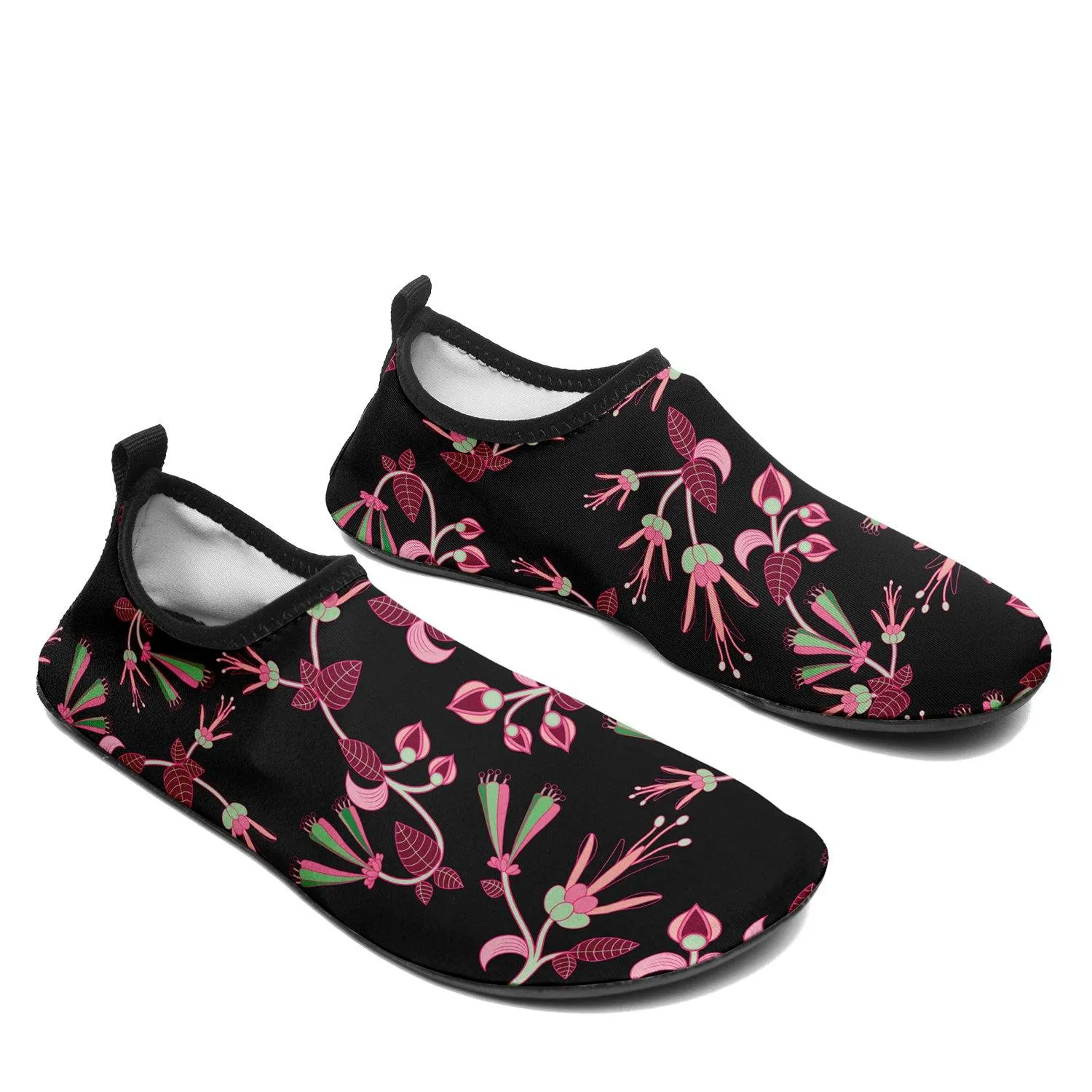 Floral Green Black Sockamoccs Slip On Shoes