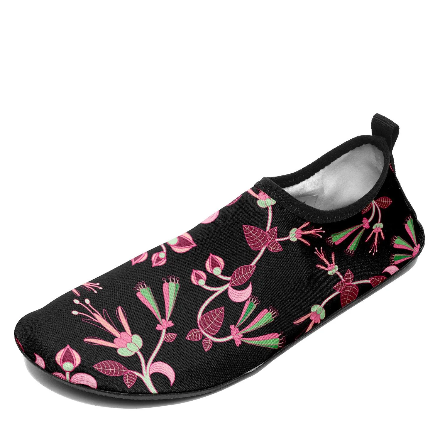 Floral Green Black Sockamoccs Slip On Shoes
