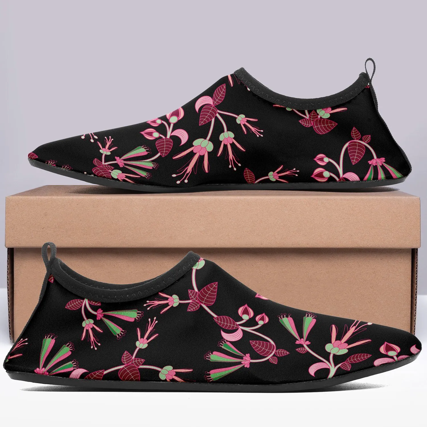 Floral Green Black Sockamoccs Slip On Shoes