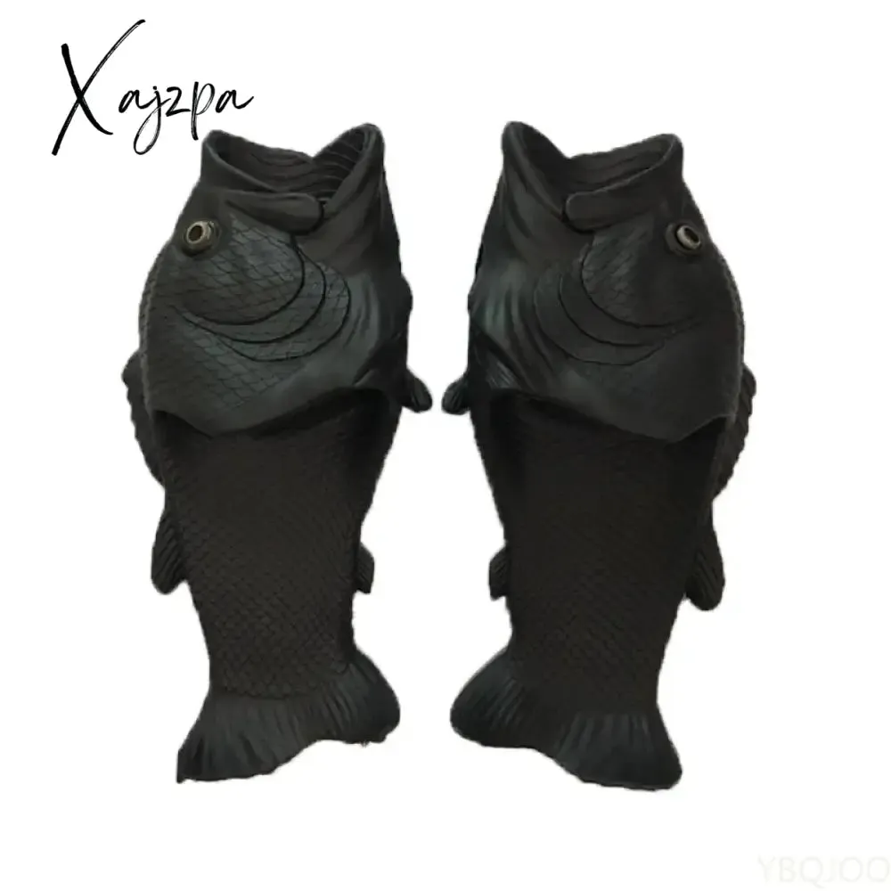 Funny Slippers Women Couple Footwear Family Shoes Parent-child Sandals Plus Size 24-47 Summer Beach Shoes Fish Slippers